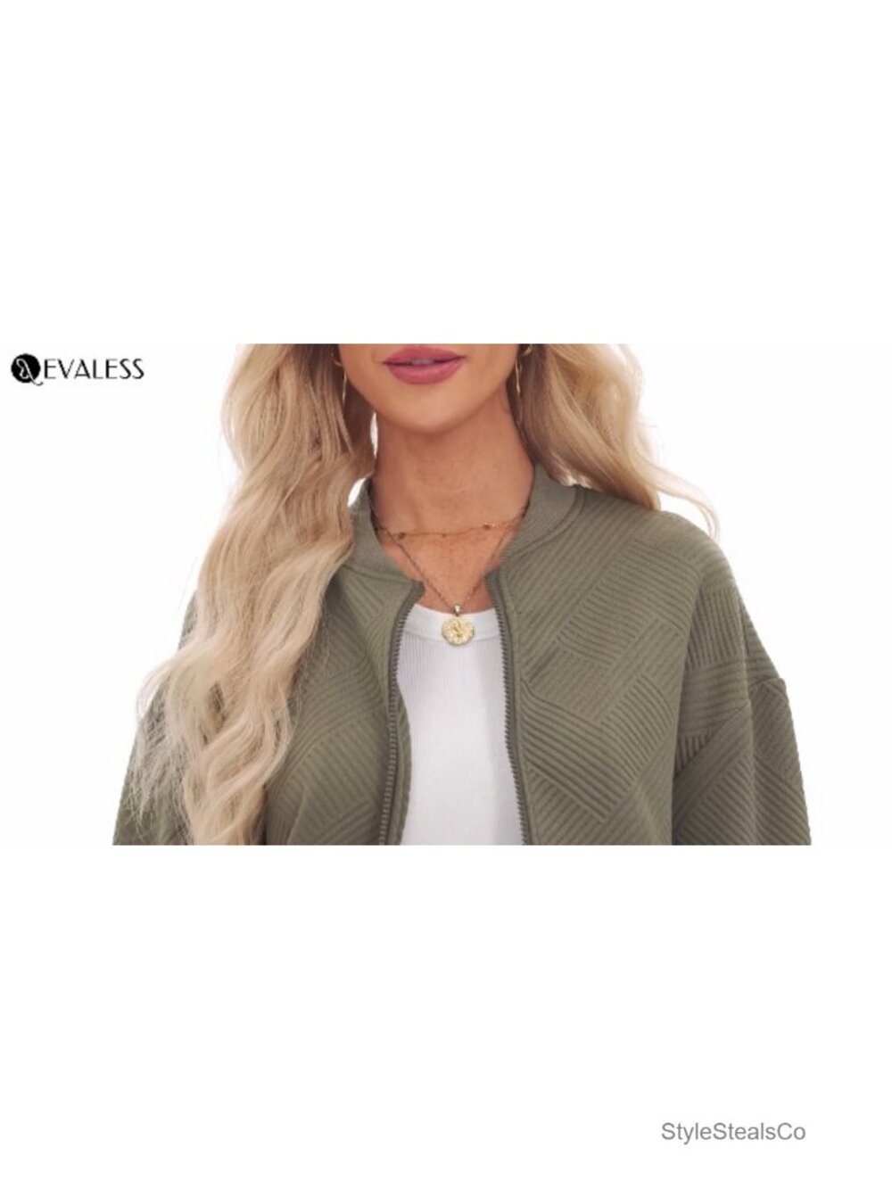 Women's Lightweight Bomber Jacket Casual Zip Up Coat with Slant Pockets - Picture 6 of 6